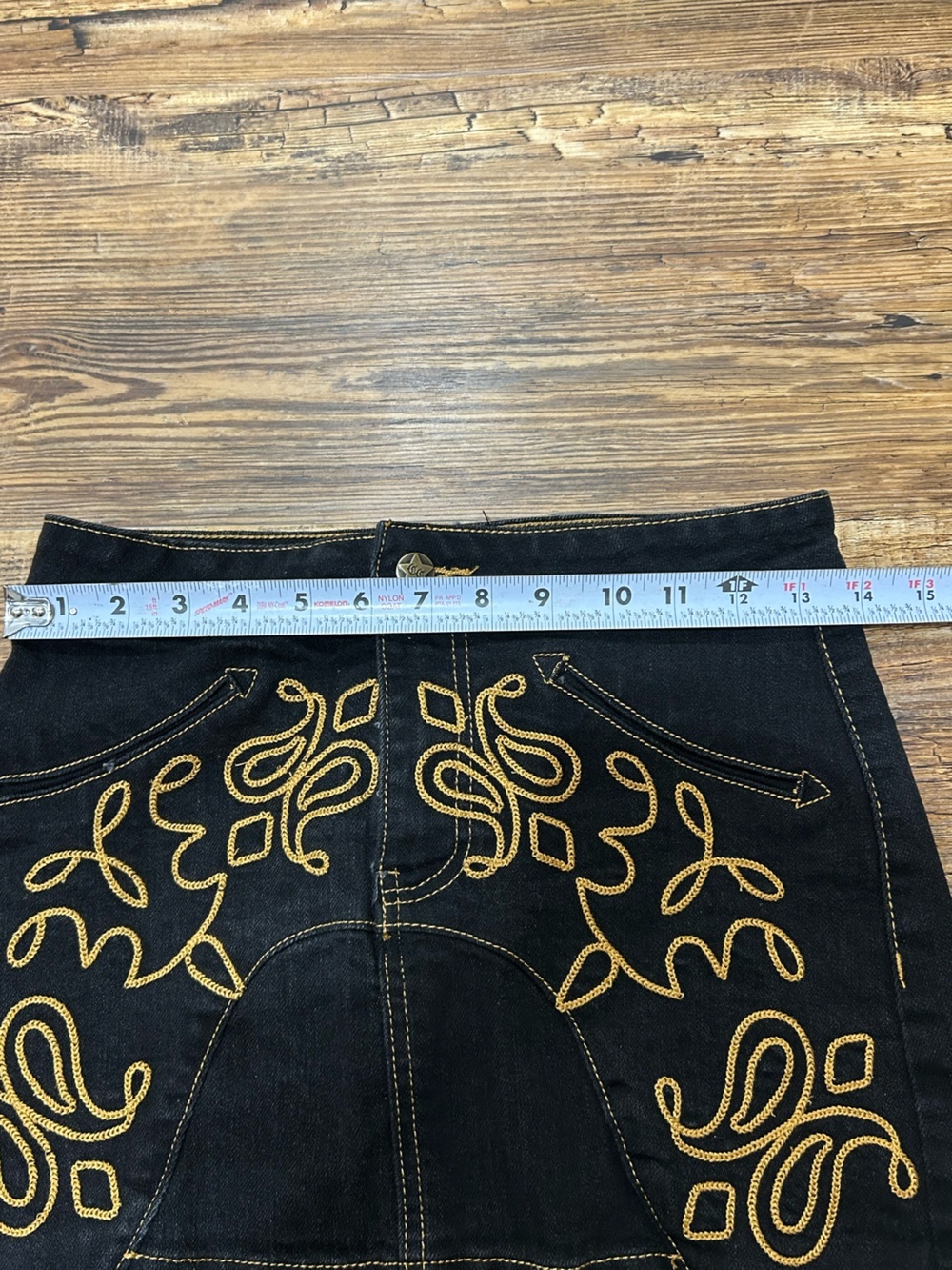 Compton Cowboys x Forever21 Black Western Mini Skirt W/Gold Embroidered Detail - Picture 5 of 5